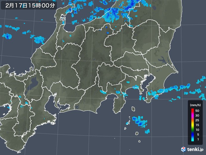 関東・甲信地方の雨雲レーダー(2019年02月17日)