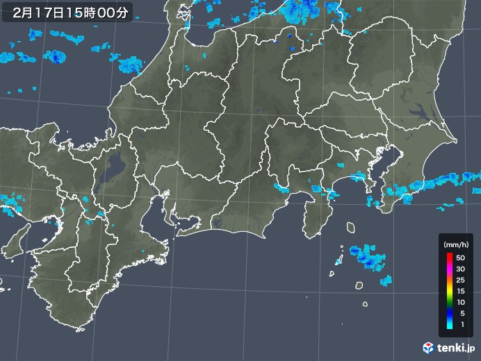 東海地方の雨雲レーダー(2019年02月17日)