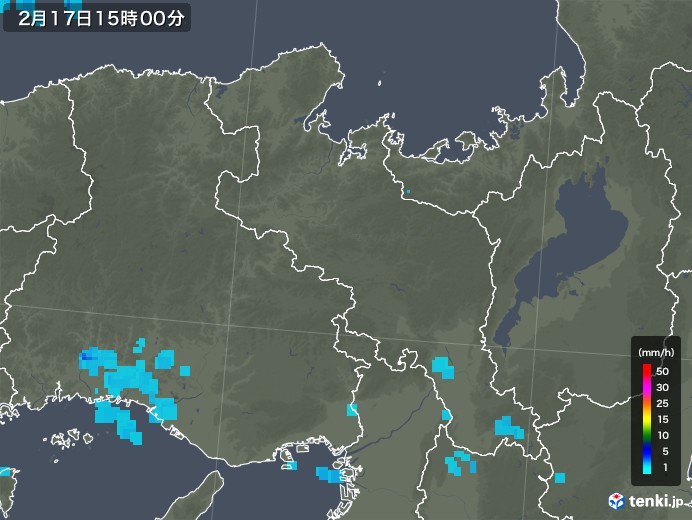 京都府の雨雲レーダー(2019年02月17日)