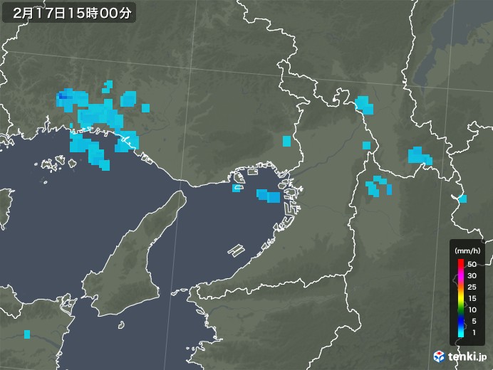 大阪府の雨雲レーダー(2019年02月17日)