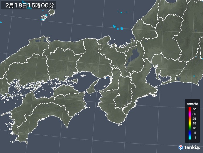 近畿地方の雨雲レーダー(2019年02月18日)