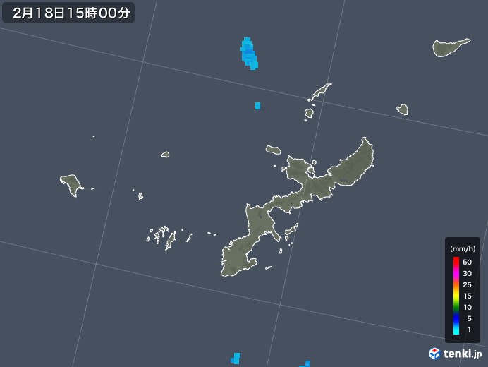 沖縄県の雨雲レーダー(2019年02月18日)