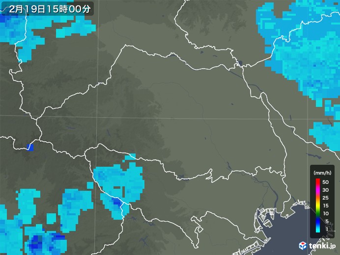 埼玉県の雨雲レーダー(2019年02月19日)