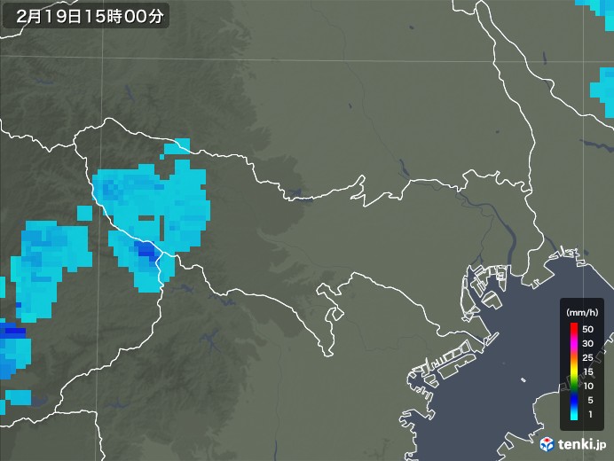東京都の雨雲レーダー(2019年02月19日)
