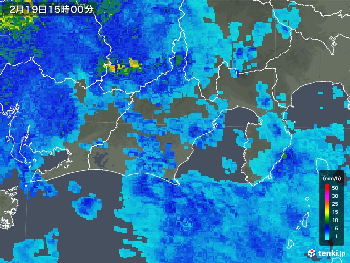 静岡県の雨雲レーダー(2019年02月19日)