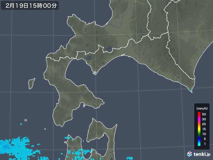 道南の雨雲レーダー(2019年02月19日)