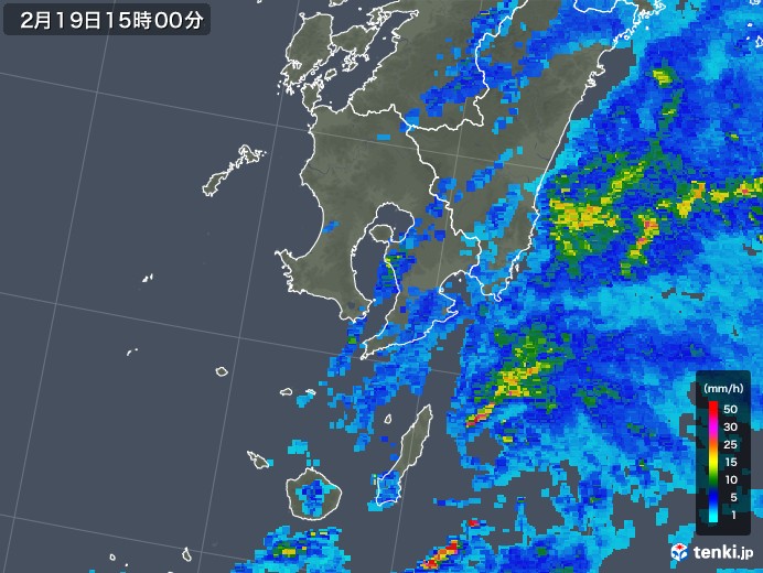 鹿児島県の雨雲レーダー(2019年02月19日)