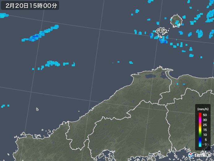 島根県の雨雲レーダー(2019年02月20日)