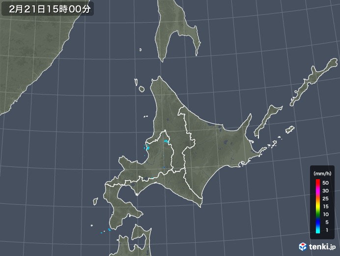 北海道地方の雨雲レーダー(2019年02月21日)