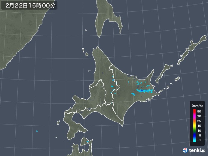 北海道地方の雨雲レーダー(2019年02月22日)