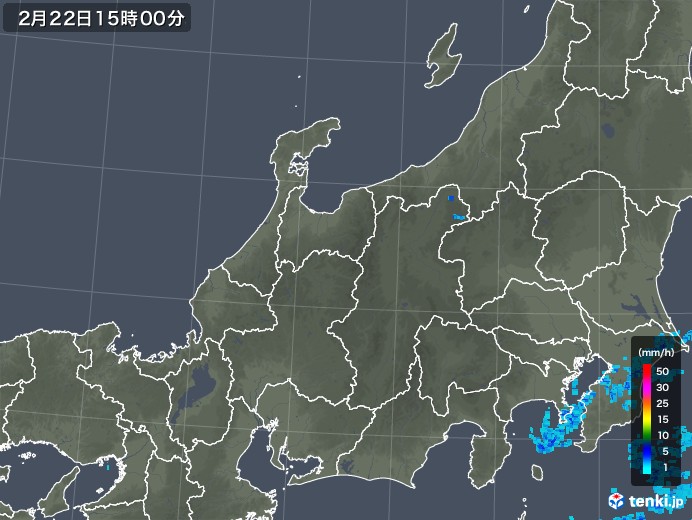 北陸地方の雨雲レーダー(2019年02月22日)