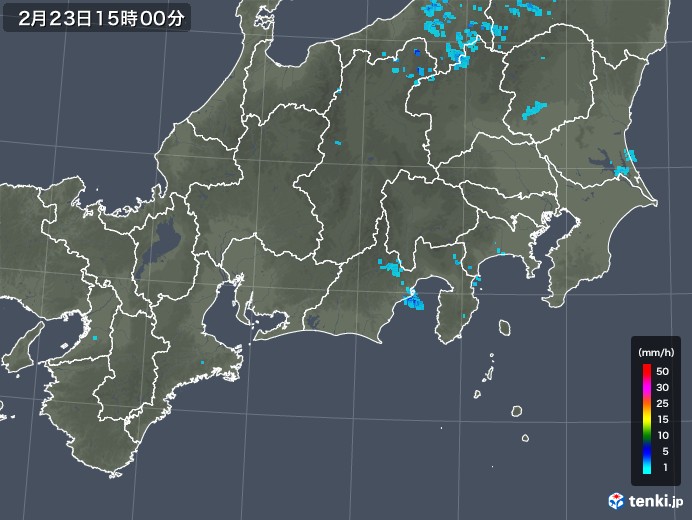 東海地方の雨雲レーダー(2019年02月23日)