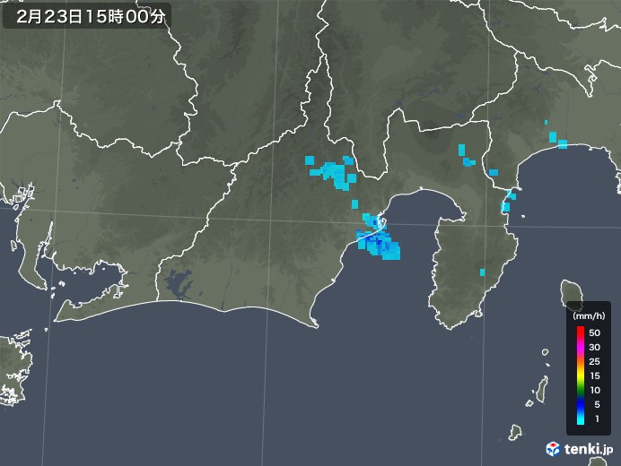 静岡県の雨雲レーダー(2019年02月23日)