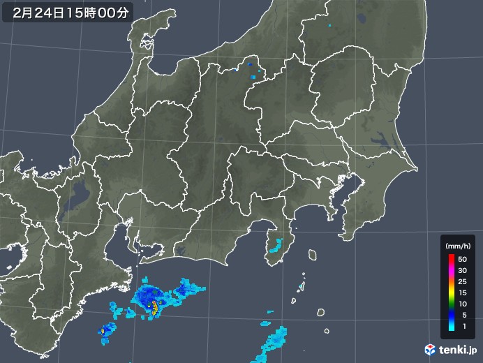 関東・甲信地方の雨雲レーダー(2019年02月24日)