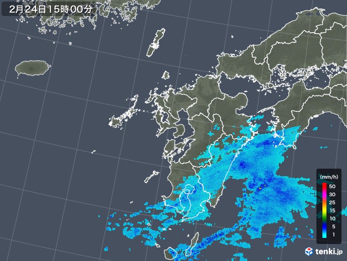 九州地方の雨雲レーダー(2019年02月24日)