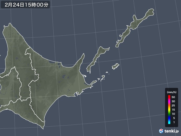 道東の雨雲レーダー(2019年02月24日)