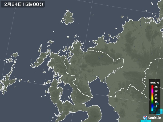 佐賀県の雨雲レーダー(2019年02月24日)