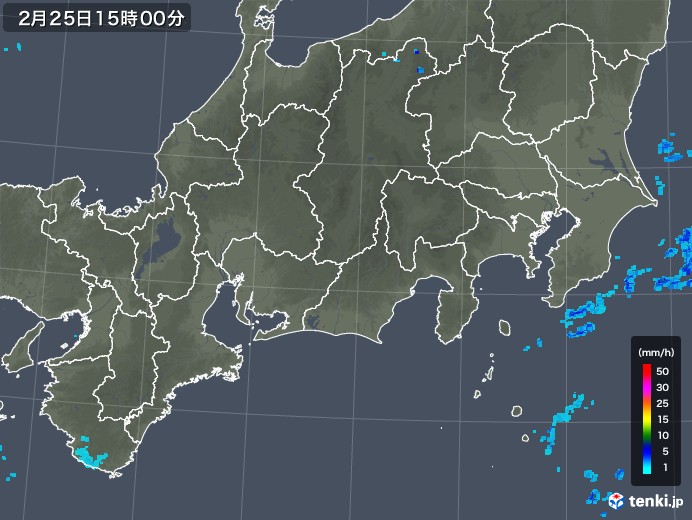 東海地方の雨雲レーダー(2019年02月25日)