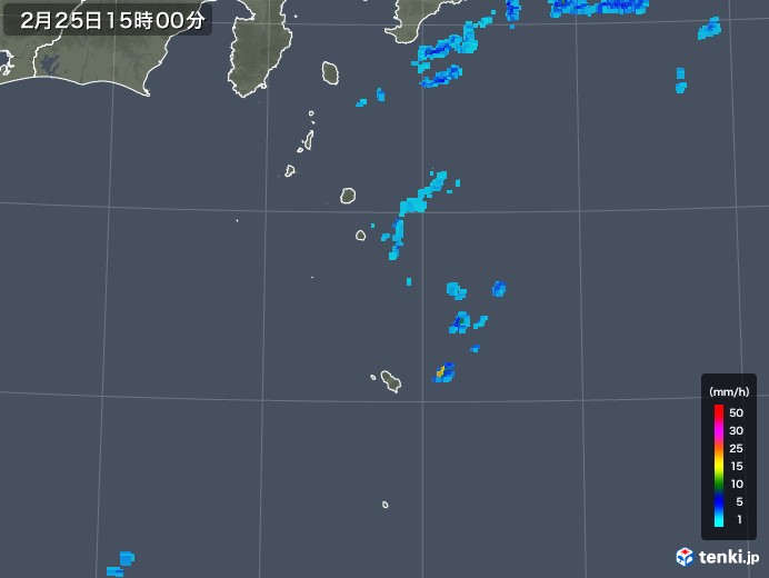 伊豆諸島(東京都)の雨雲レーダー(2019年02月25日)