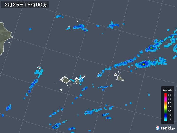 宮古・石垣・与那国(沖縄県)の雨雲レーダー(2019年02月25日)