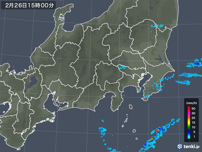 関東・甲信地方の雨雲レーダー(2019年02月26日)