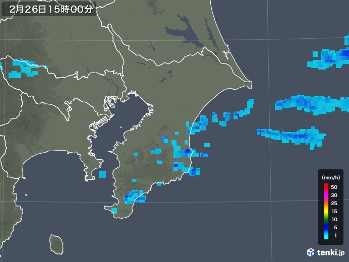 千葉県の雨雲レーダー(2019年02月26日)