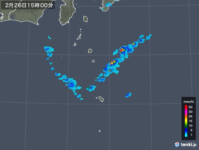 伊豆諸島(東京都)の雨雲レーダー(2019年02月26日)
