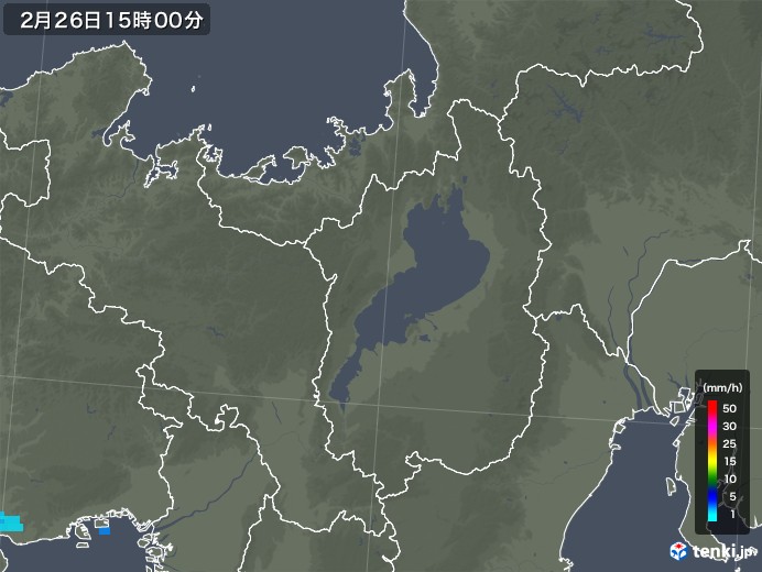 滋賀県の雨雲レーダー(2019年02月26日)