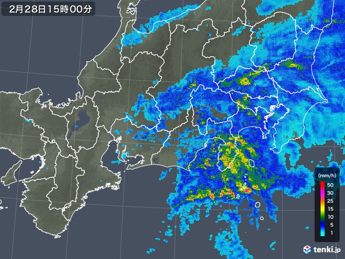 東海地方の雨雲レーダー(2019年02月28日)