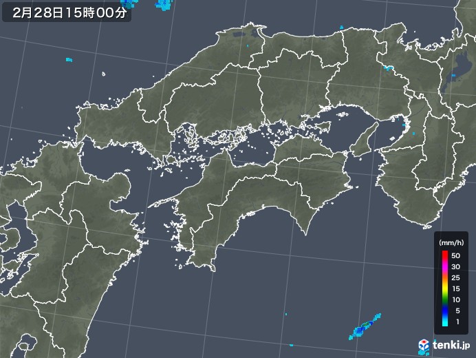 四国地方の雨雲レーダー(2019年02月28日)
