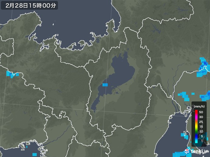 滋賀県の雨雲レーダー(2019年02月28日)