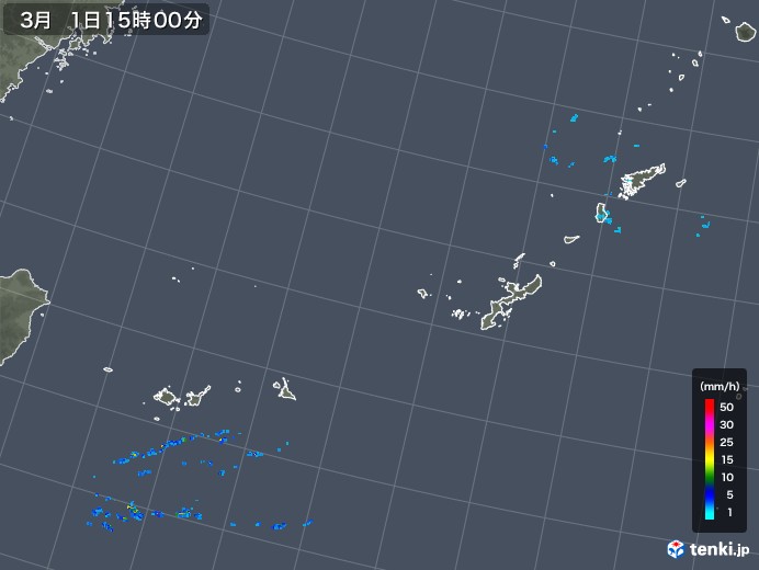 沖縄地方の雨雲レーダー(2019年03月01日)