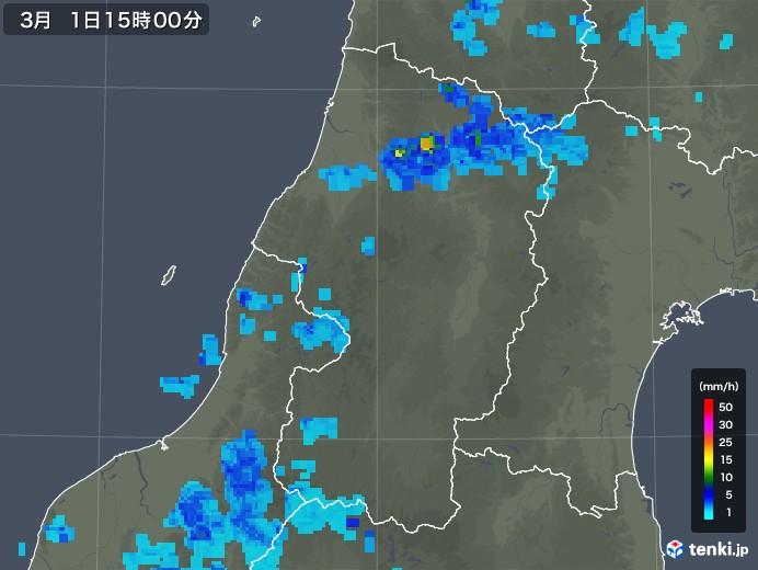 山形県の雨雲レーダー(2019年03月01日)