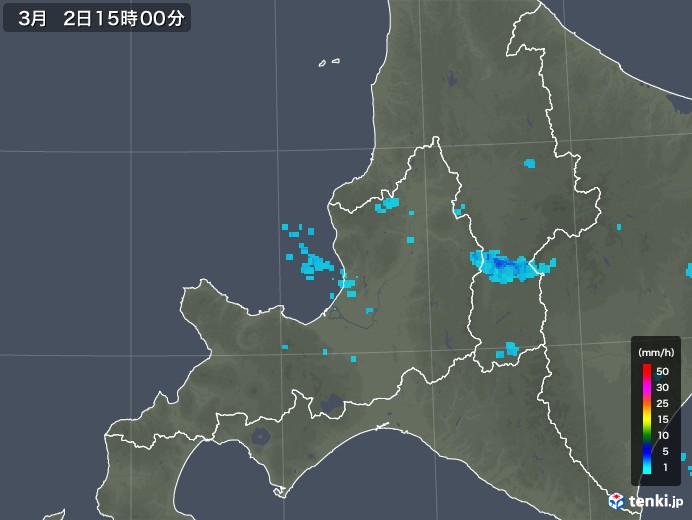 道央の雨雲レーダー(2019年03月02日)