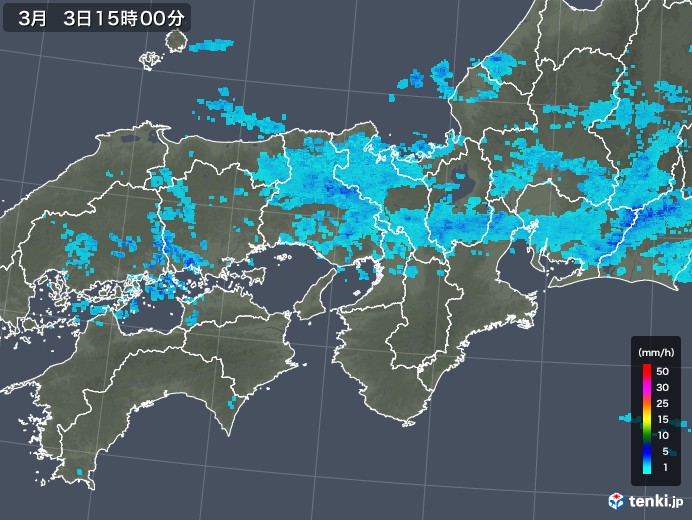 近畿地方の雨雲レーダー(2019年03月03日)