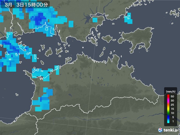 香川県の雨雲レーダー(2019年03月03日)