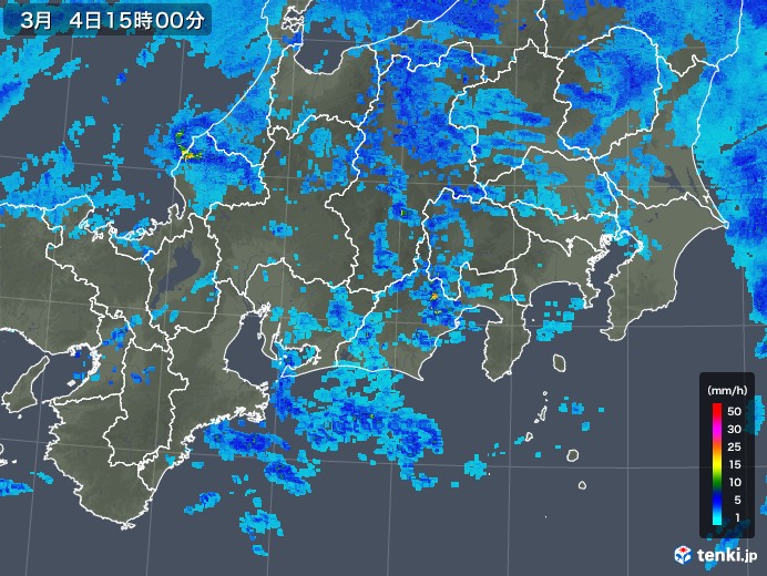 東海地方の雨雲レーダー(2019年03月04日)