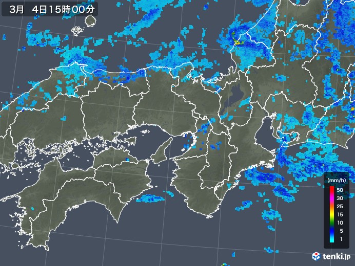 近畿地方の雨雲レーダー(2019年03月04日)