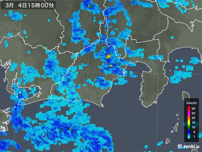 静岡県の雨雲レーダー(2019年03月04日)