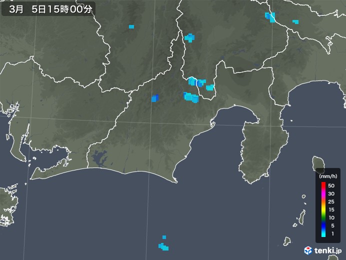 静岡県の雨雲レーダー(2019年03月05日)
