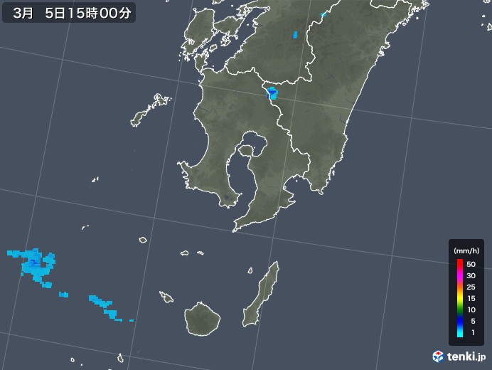 鹿児島県の雨雲レーダー(2019年03月05日)