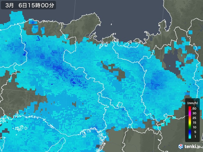 京都府の雨雲レーダー(2019年03月06日)