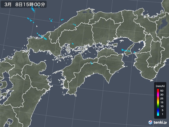 四国地方の雨雲レーダー(2019年03月08日)