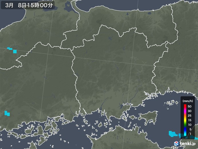 岡山県の雨雲レーダー(2019年03月08日)