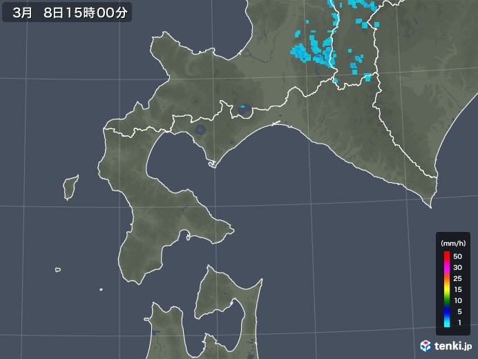 道南の雨雲レーダー(2019年03月08日)