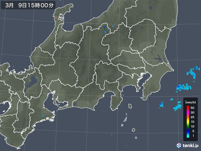 関東・甲信地方の雨雲レーダー(2019年03月09日)