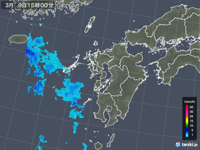 九州地方の雨雲レーダー(2019年03月09日)