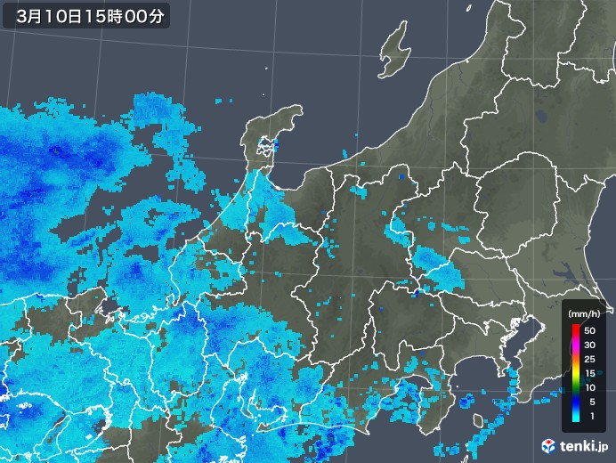 北陸地方の雨雲レーダー(2019年03月10日)