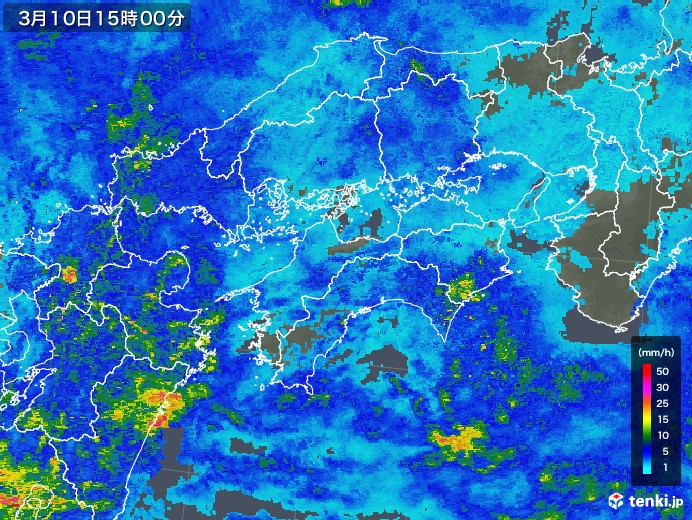 四国地方の雨雲レーダー(2019年03月10日)