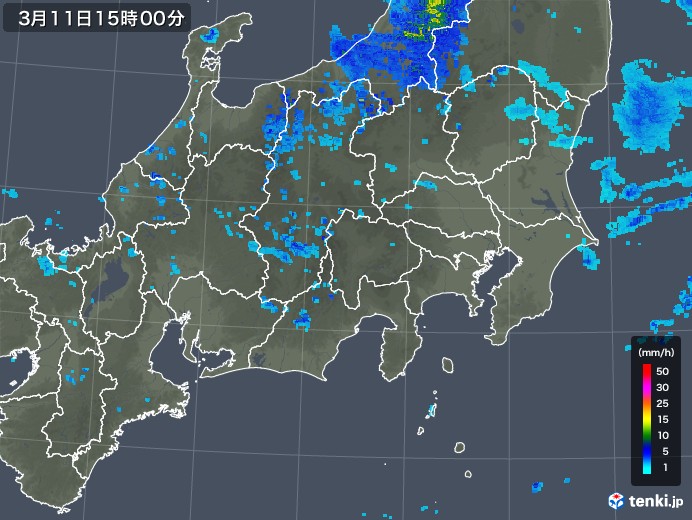 関東・甲信地方の雨雲レーダー(2019年03月11日)